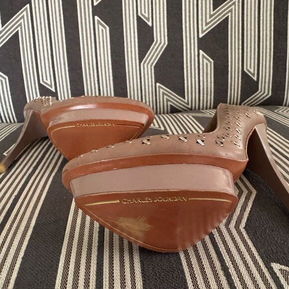 VTG Charles Jourdan Nude Metal Pieces Platform Stilettos Size 7M - Picture 8 of 13
